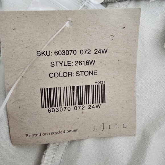 J. Jill Stone Beige Cotton Cropped Pants 24W High Rise Straight Leg NWT Plus - Picture 6 of 10